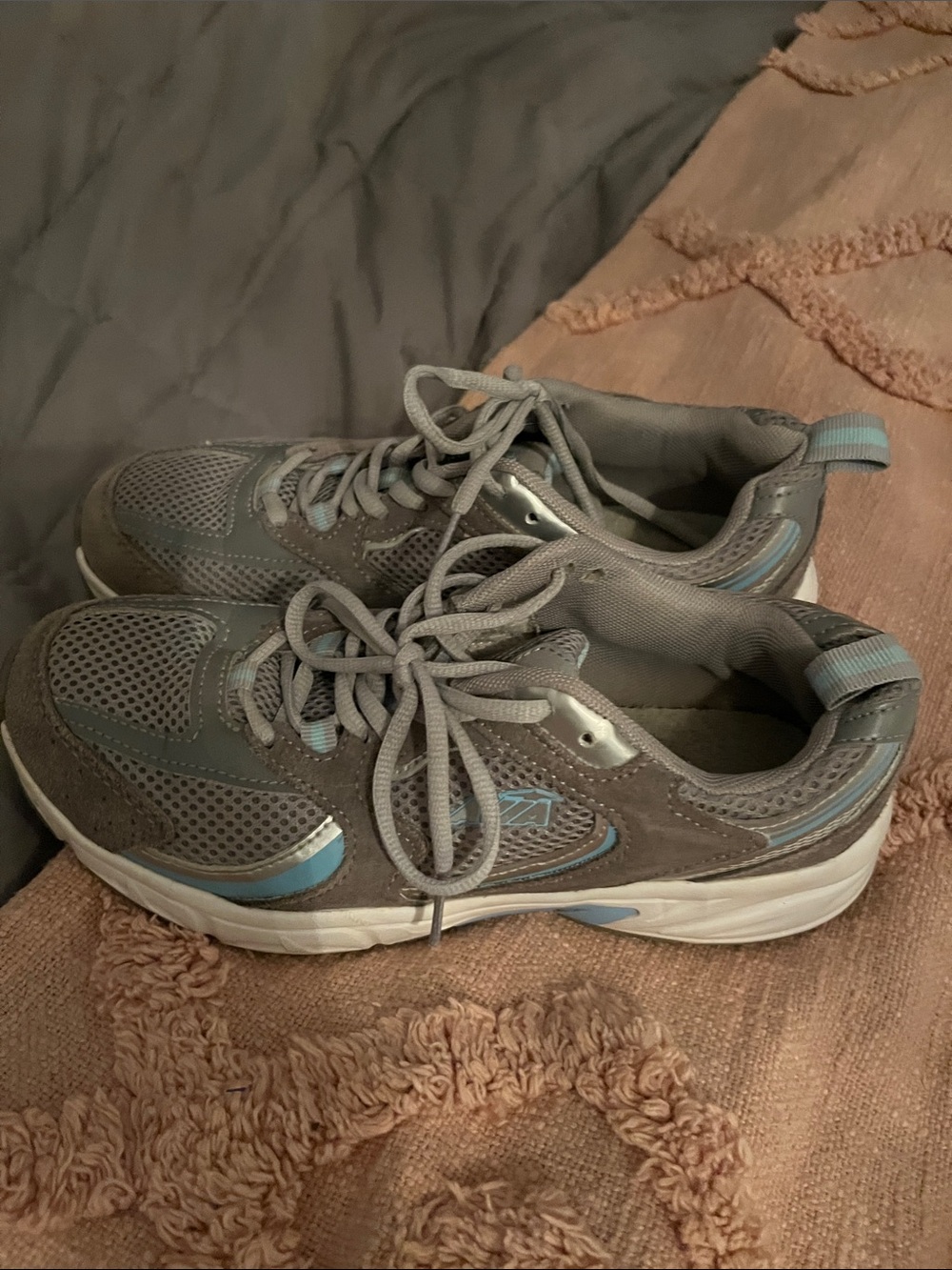 Avia Women’s Gray Sneakers with Light Blue Accents